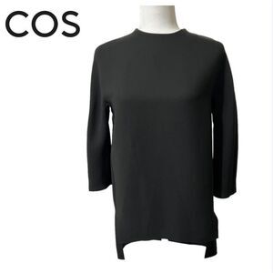 COS Tunic Blouse Small Black 3/4 sleeve hi low Size 4